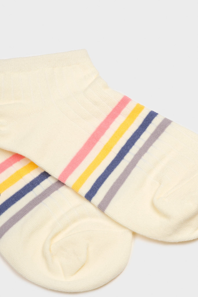 Off white multicolour striped ankle socks_4