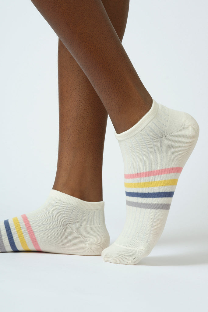 Off white multicolour striped ankle socks_1