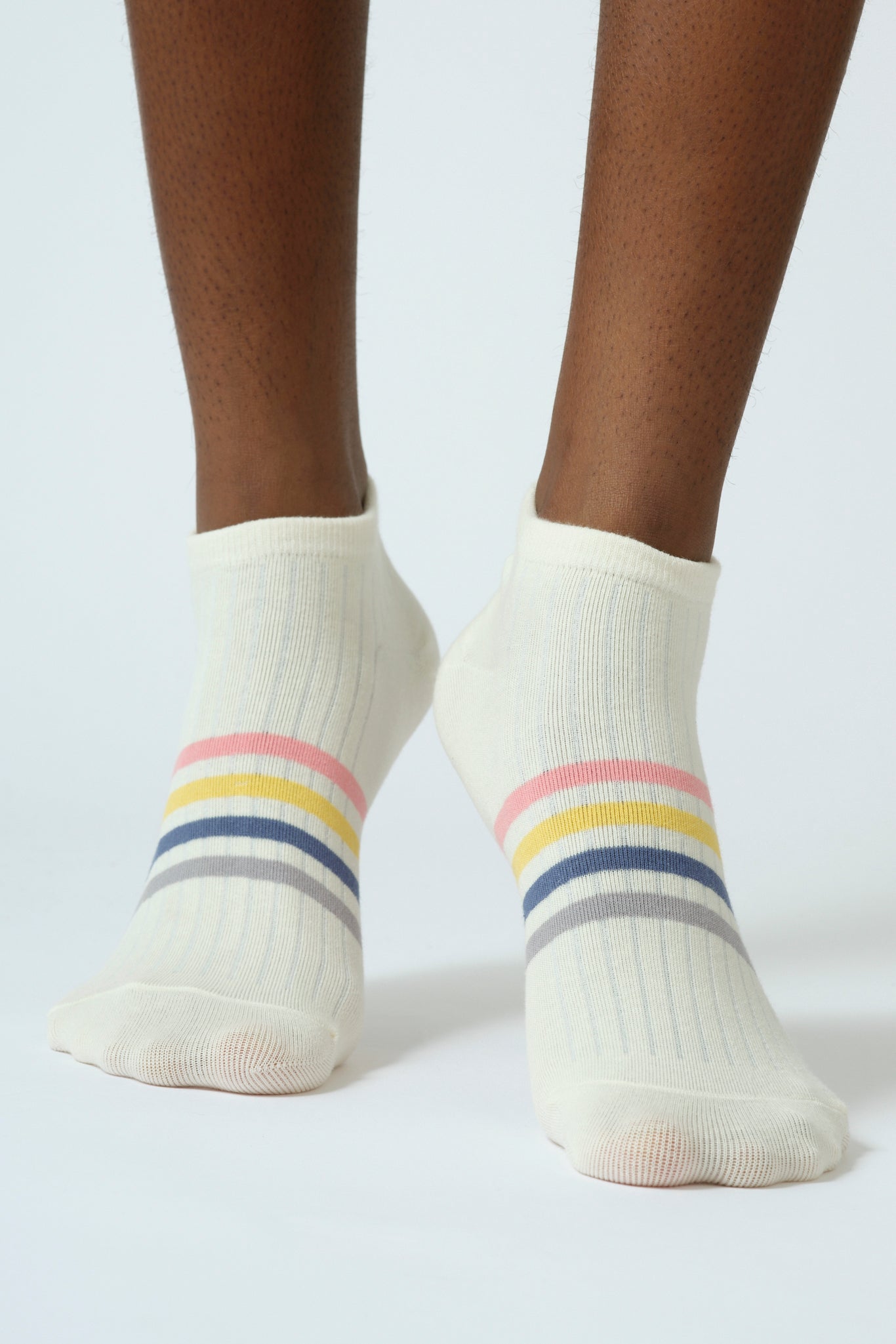 Off white multicolour striped ankle socks_2