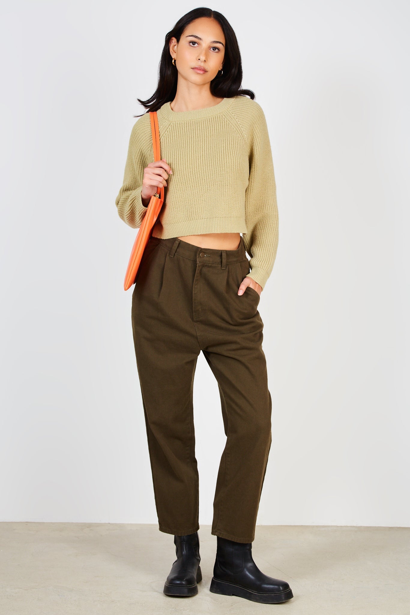 Olive green open tie back jumper_3