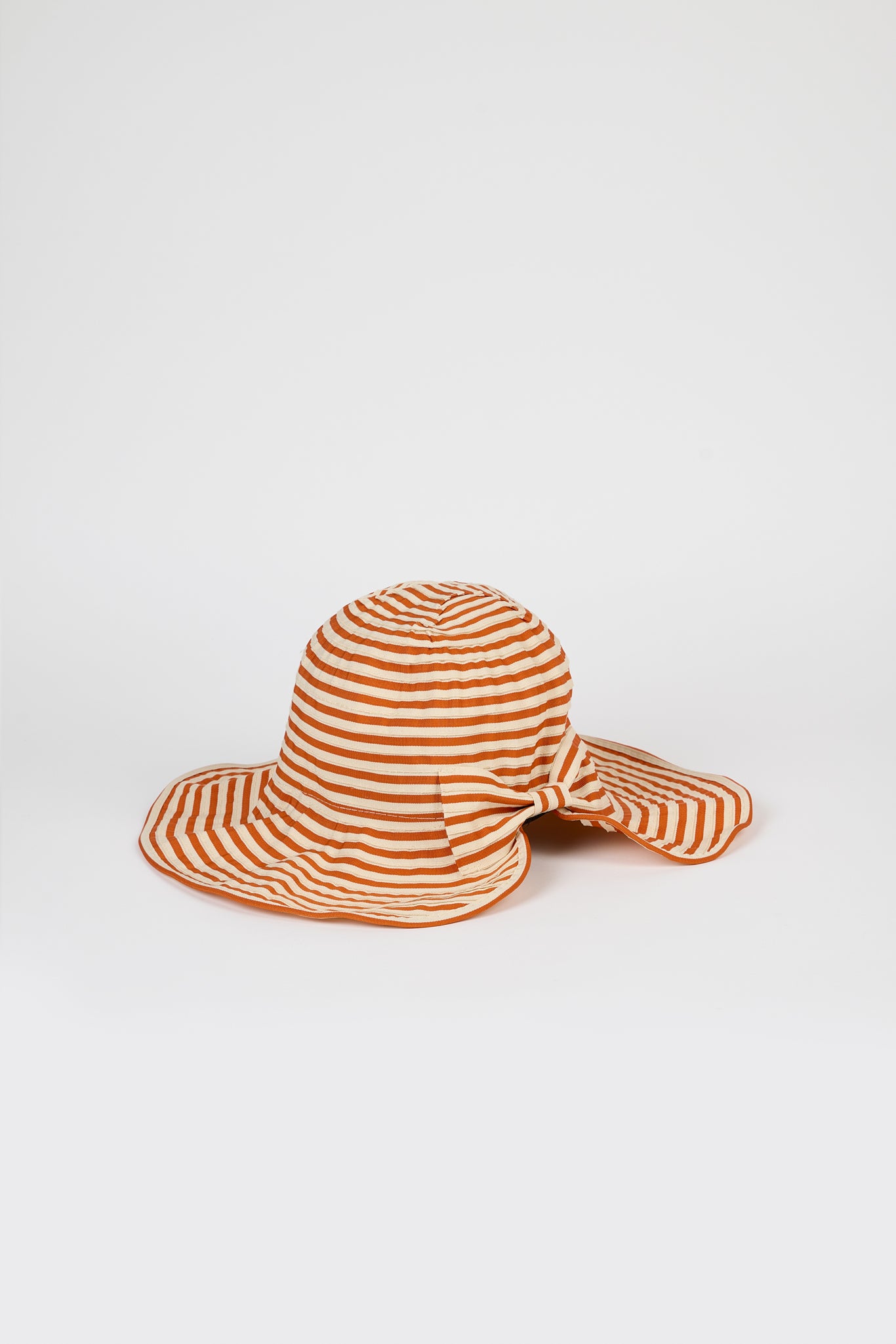 Orange and ivory striped wide brim sun hat_3