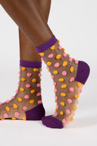Orange and pink sheer pom pom socks_1