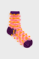 Orange and pink sheer pom pom socks_3