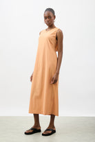 Orange looped tie back dress_2