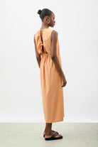 Orange looped tie back dress_1