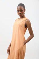 Orange looped tie back dress_3