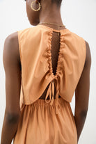 Orange looped tie back dress_4