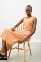 Orange looped tie back dress_5