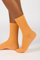 Orange modal blend ribbed socks_3
