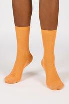 Orange modal blend ribbed socks_4