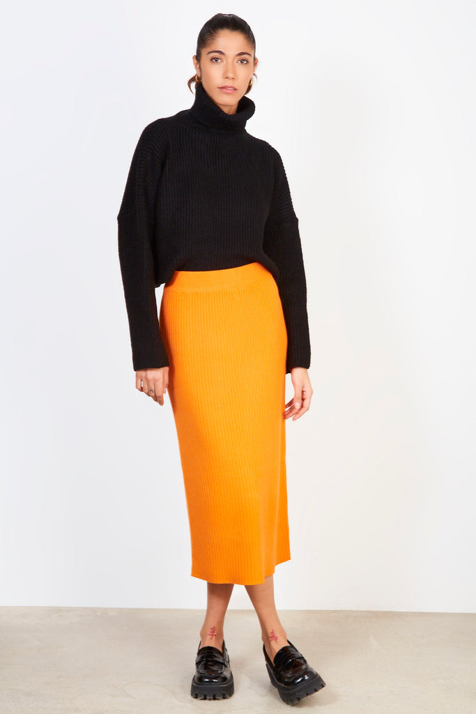 Orange ribbed knit maxi skirt_3