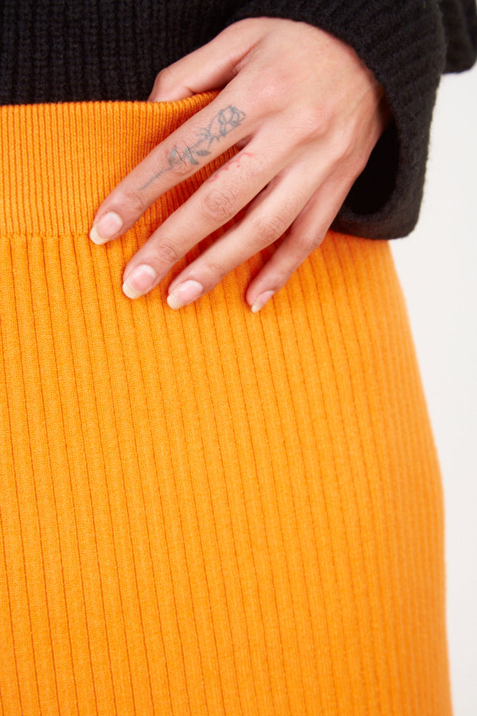 Orange ribbed knit maxi skirt_4