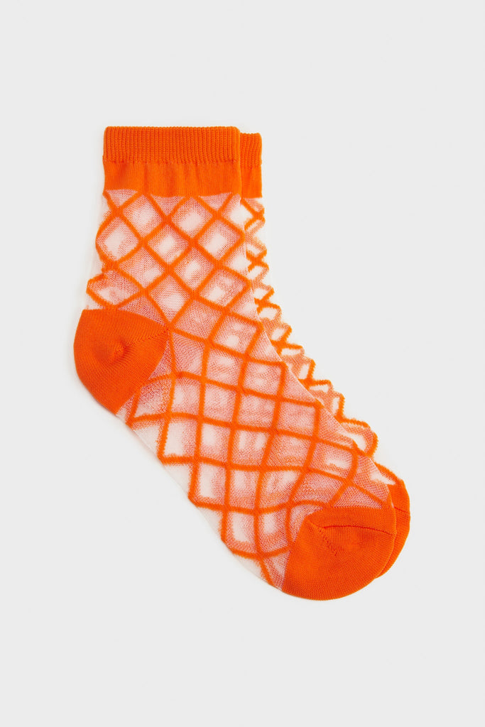 Orange sheer criss cross socks_1