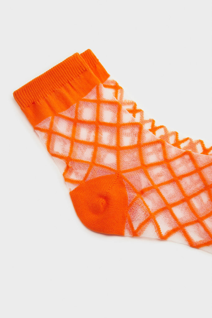 Orange sheer criss cross socks_2