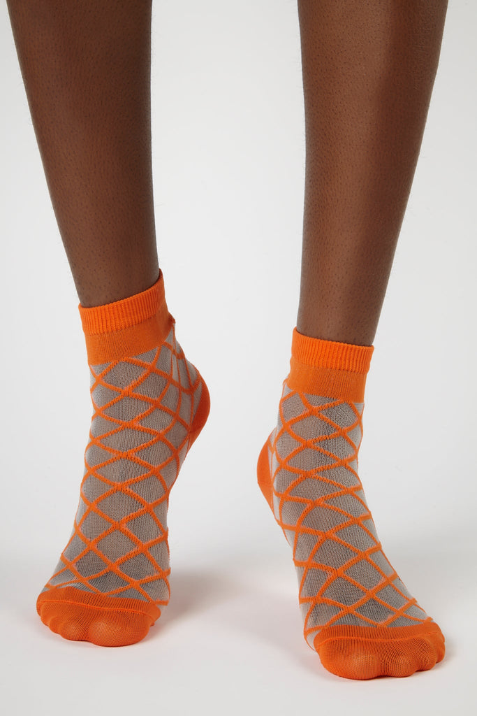 Orange sheer criss cross socks_4