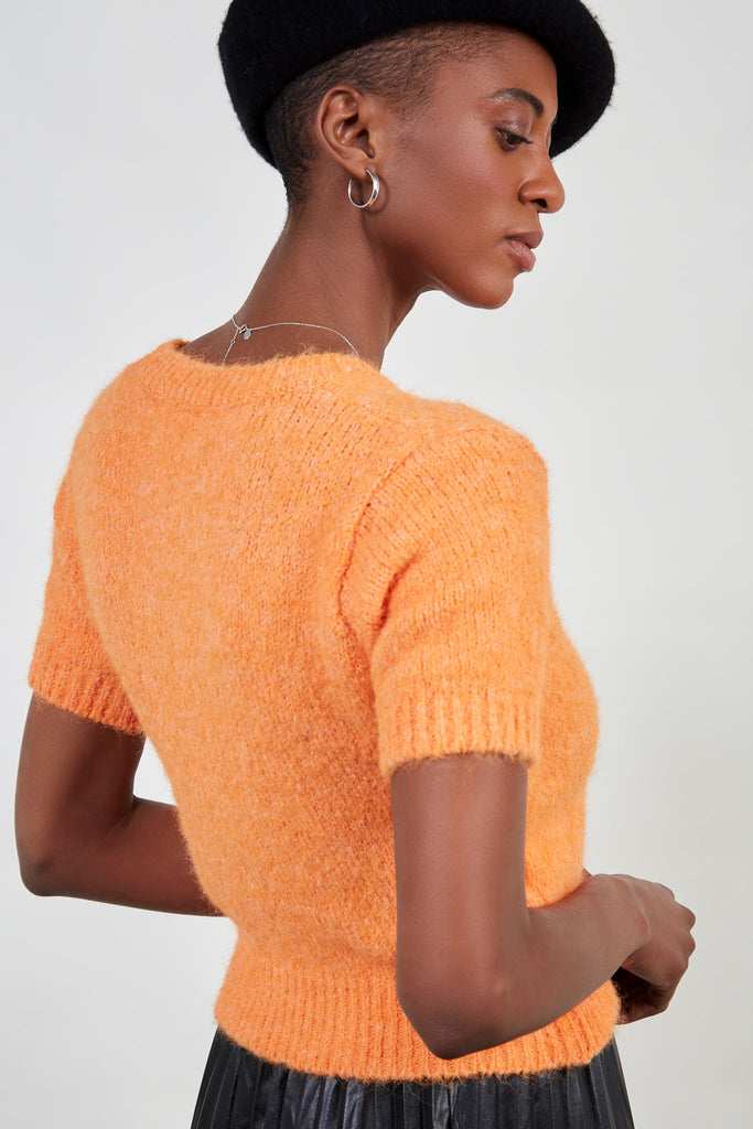 Orange wool blend short sleeved jumper_5