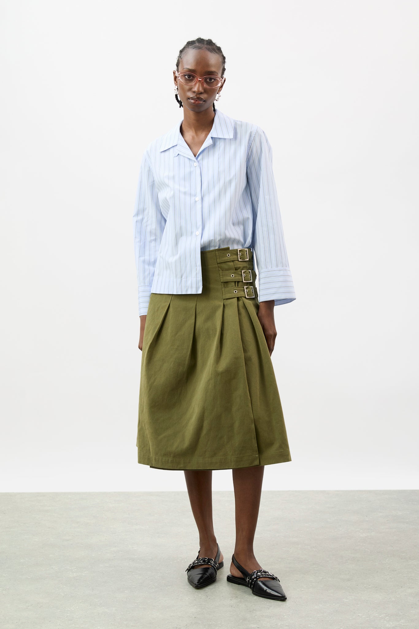 Pale blue ivory and navy multi stripe oversized shirt_4