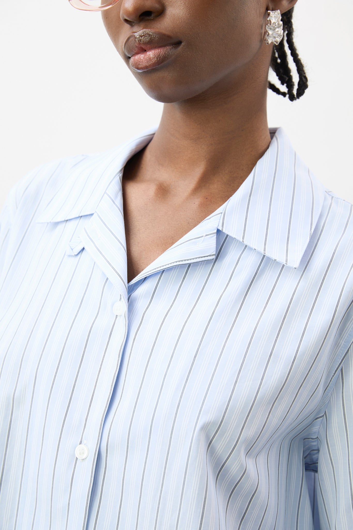 Pale blue ivory and navy multi stripe oversized shirt_3