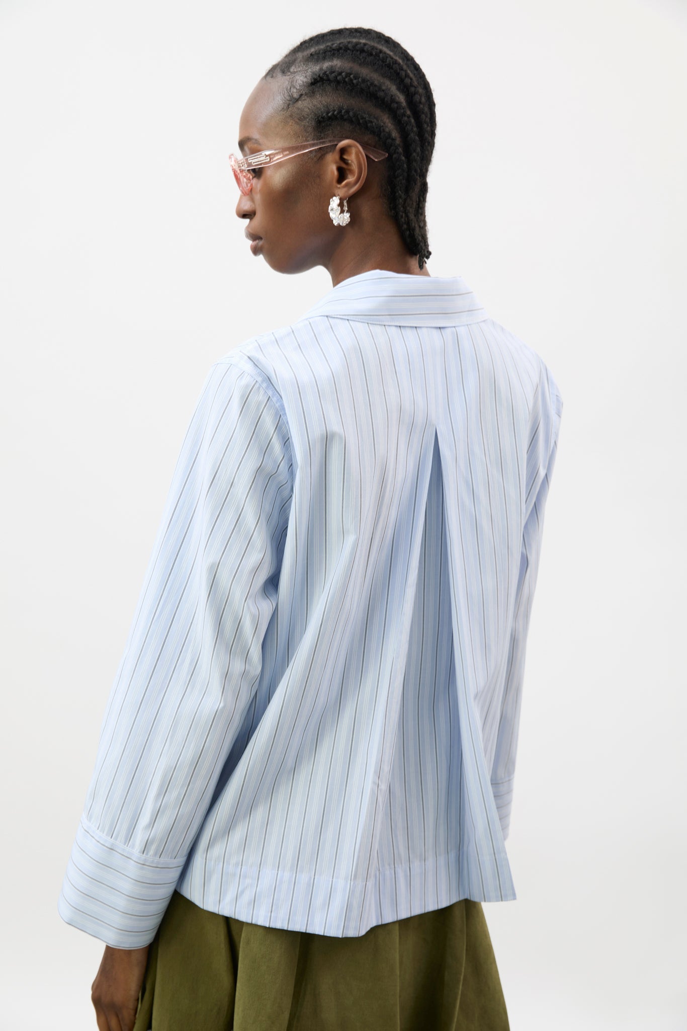 Pale blue ivory and navy multi stripe oversized shirt_2