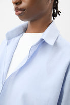 Pale blue linen plunging tie front shirt_4