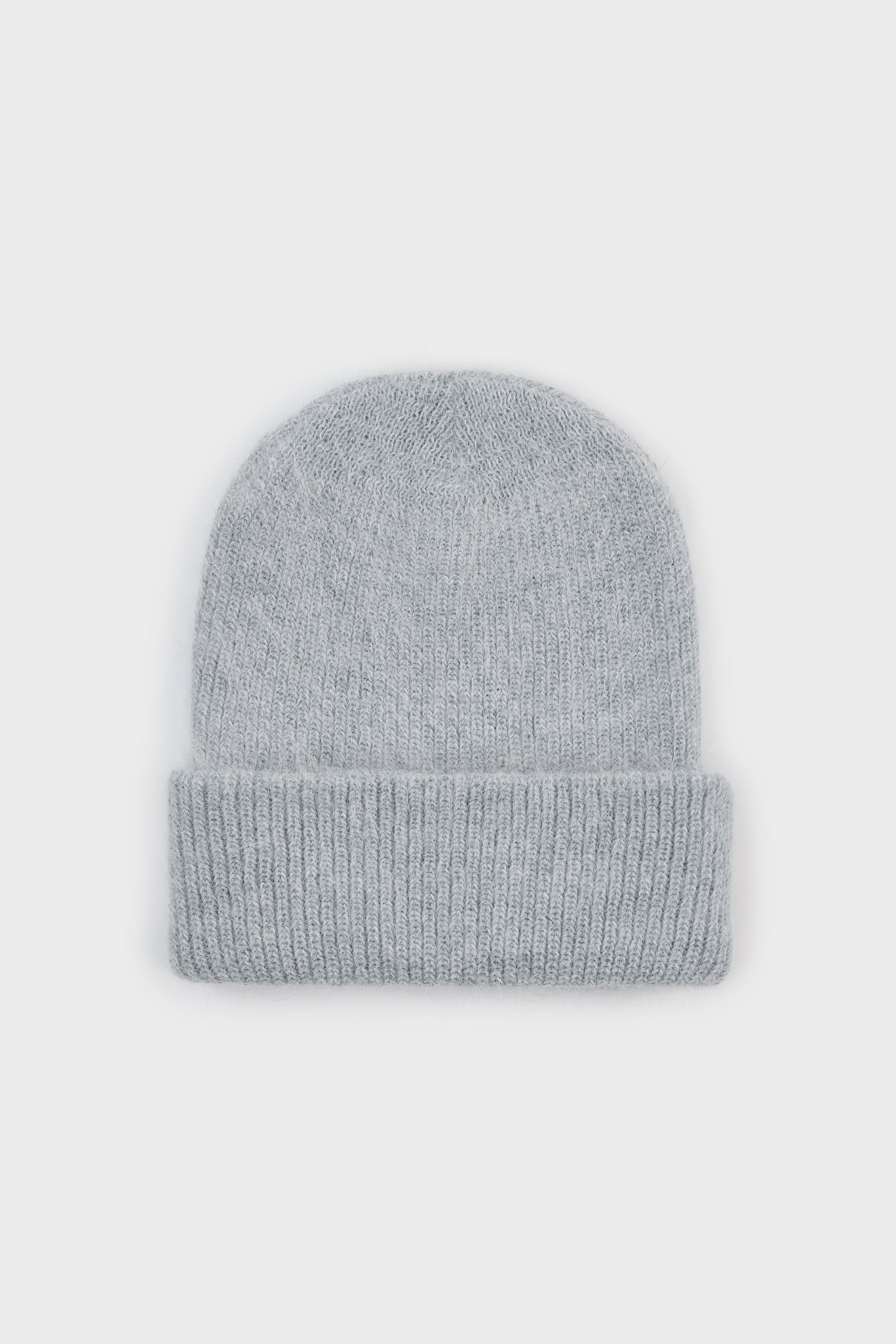 Pale grey mohair beanie hat_1
