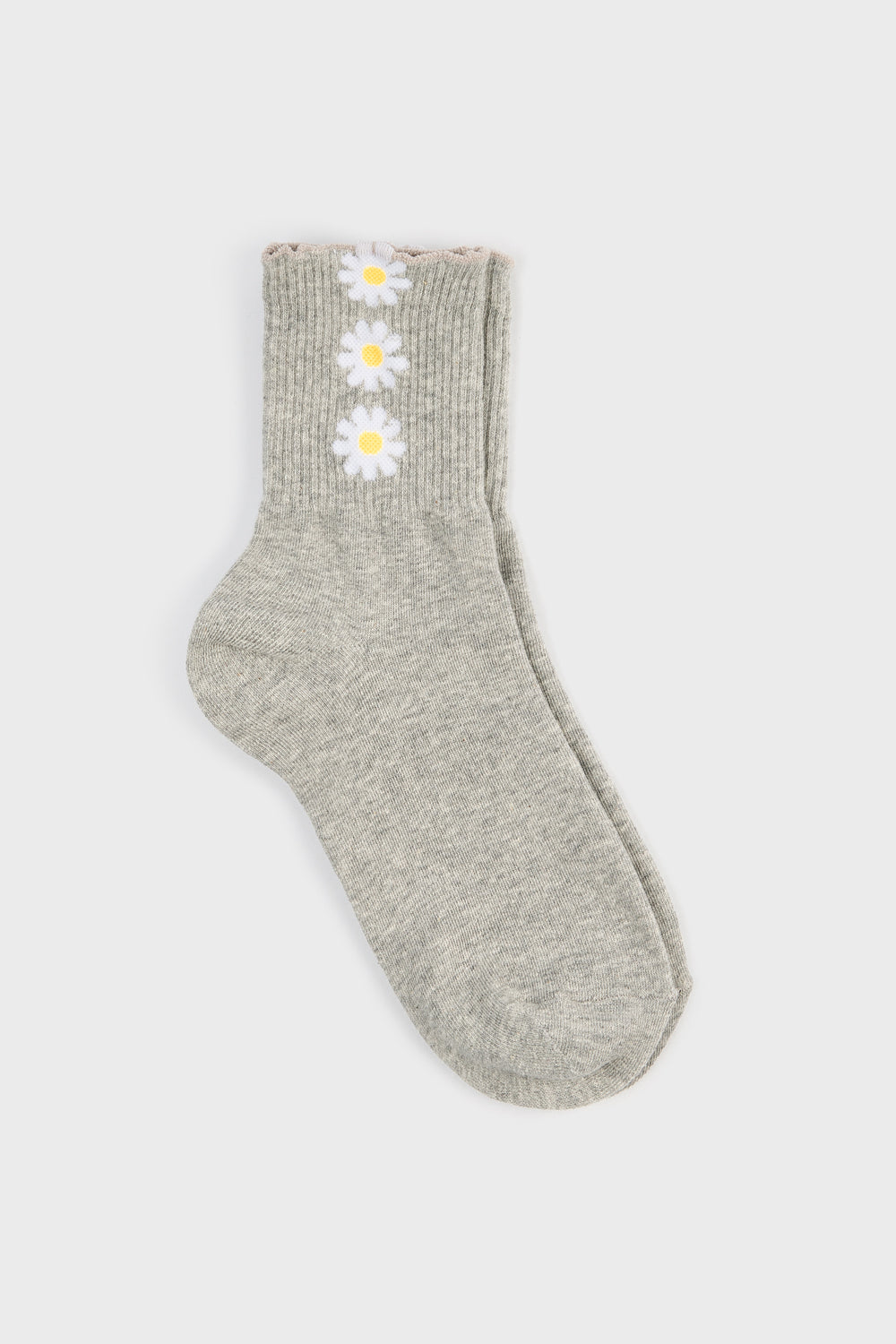 Pale grey triple daisy socks_3