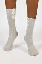 Pale grey triple daisy socks_2