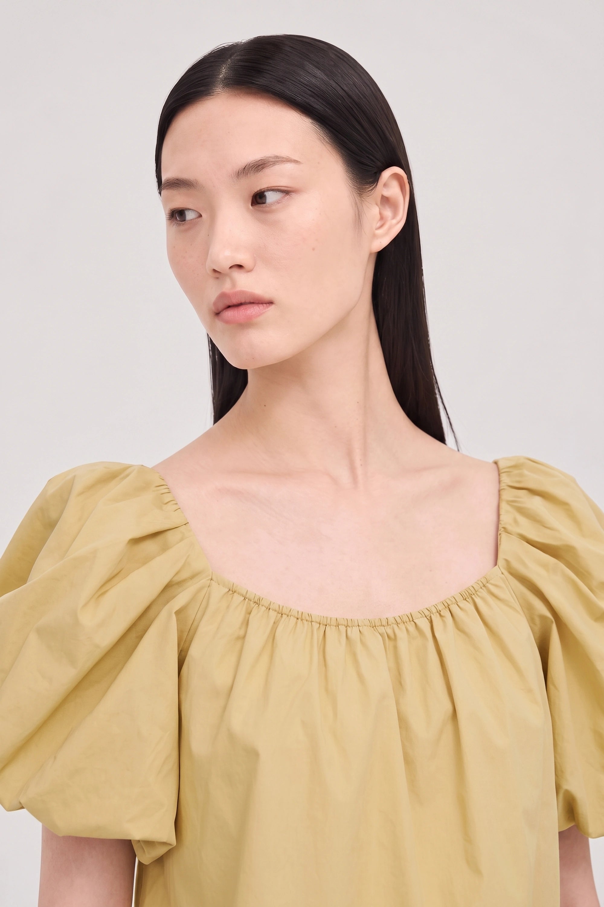 Pale mustard puff sleeve blouse_3