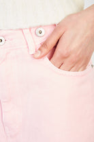 Pale pink adjustable waist double button jeans_3