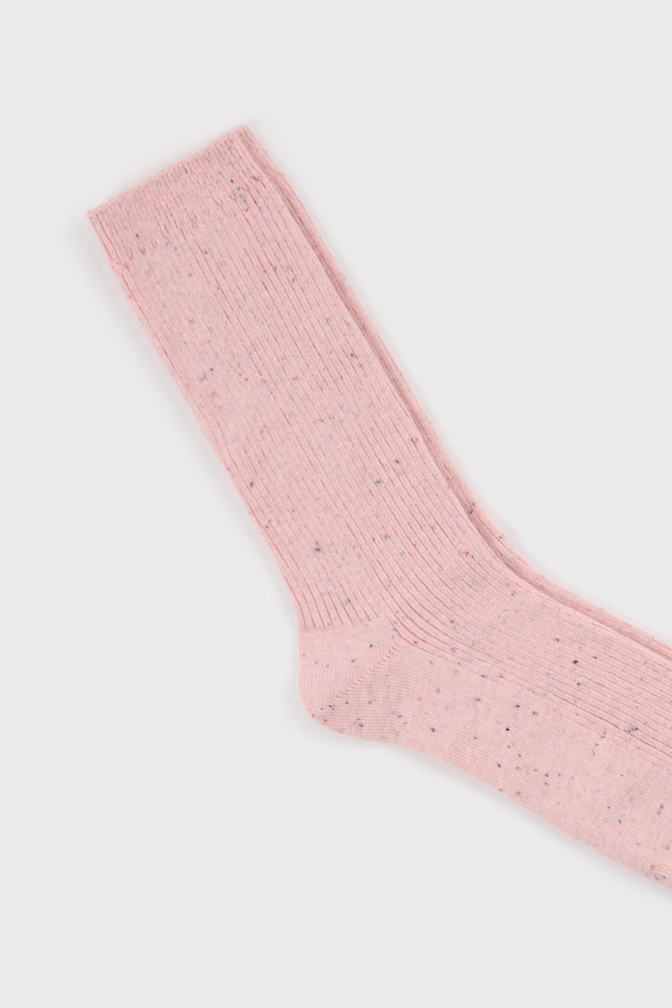 Pale pink rainbow fleck ribbed socks_2