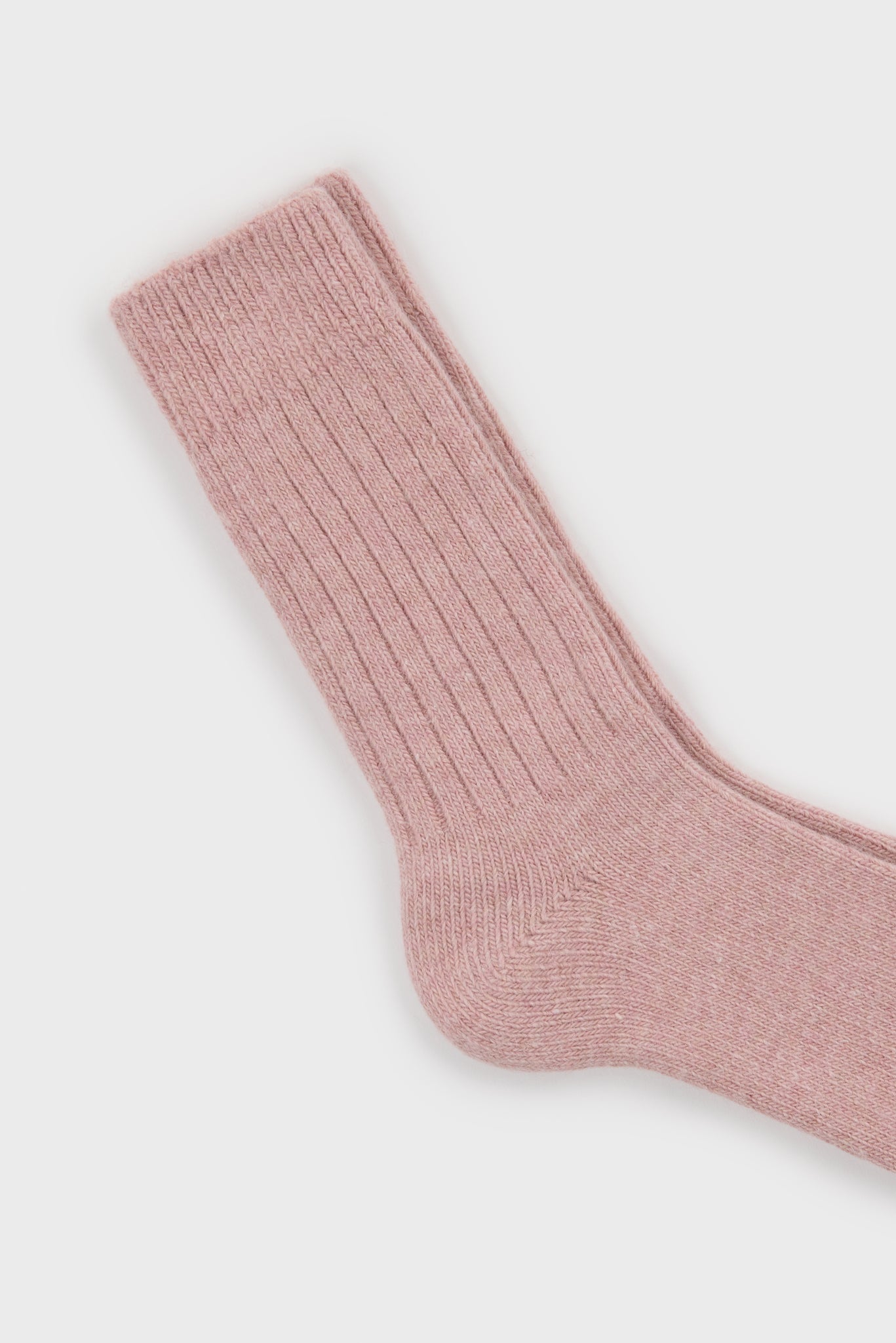 Pale pink ribbed alpaca blend socks_2