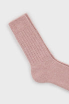 Pale pink ribbed alpaca blend socks_2