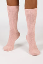 Pale pink ribbed alpaca blend socks_4