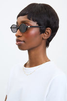 Black slim oval frame sunglasses_4
