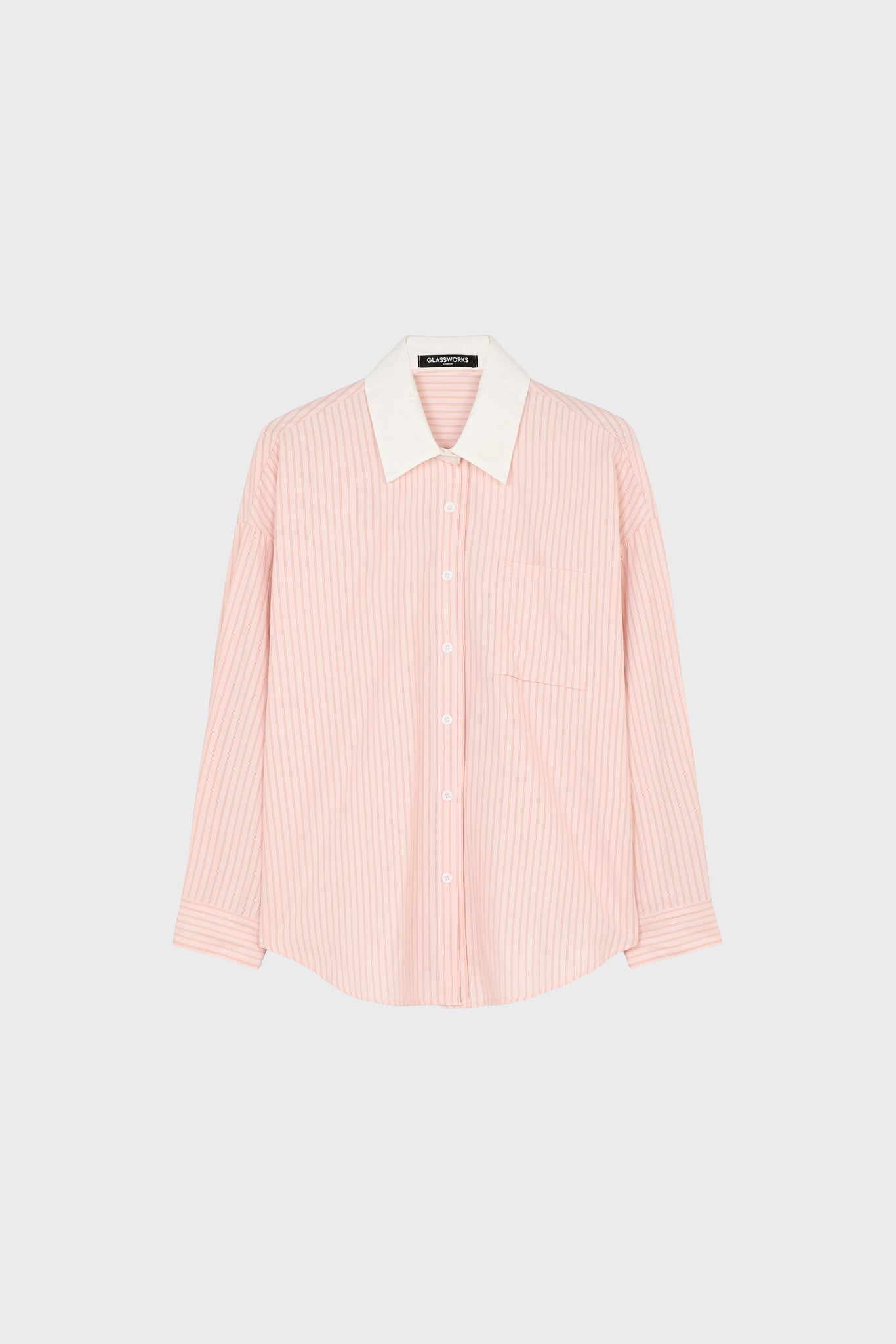 Pale pink vertical striped contrast collar shirt_1