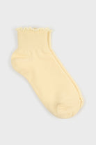 Pale yellow lettuce trim ankle socks_3