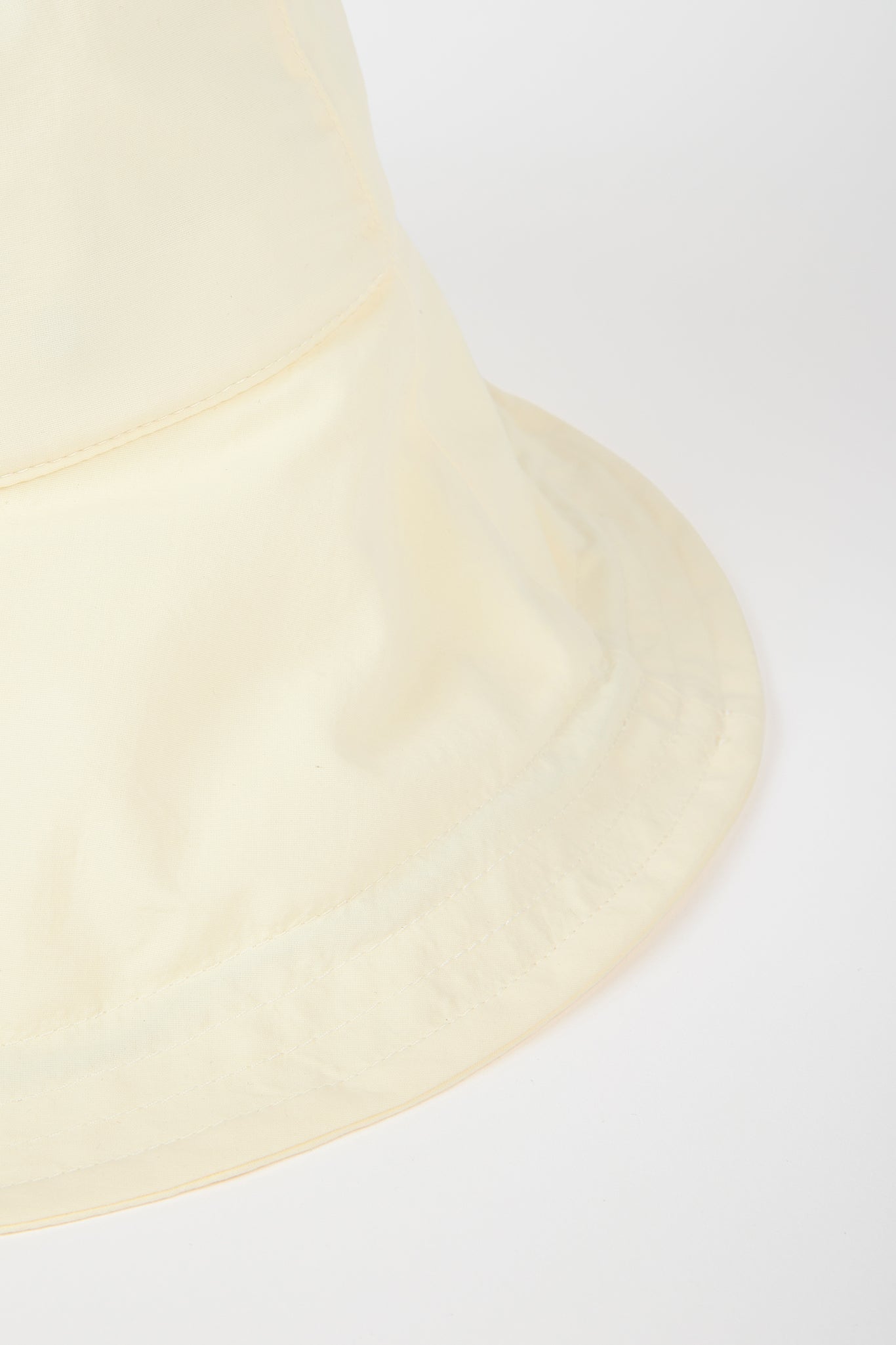 Pale yellow nylon wide brim bucket hat_3