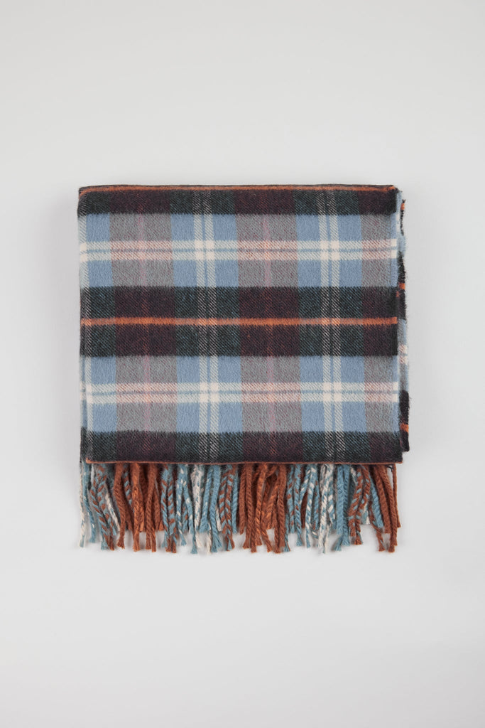 Pale blue and orange checked scarf_1