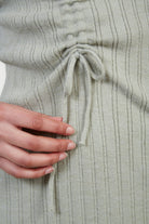 Pale green ribbed pull front knit mini dress_5