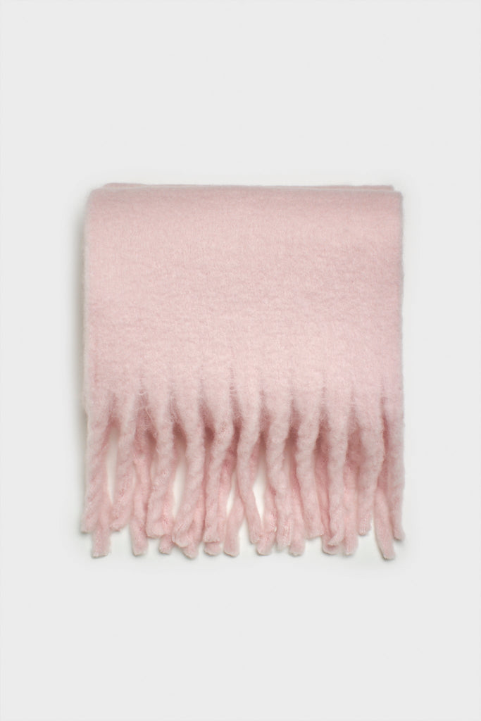 Pale pink fuzzy thick scarf_1