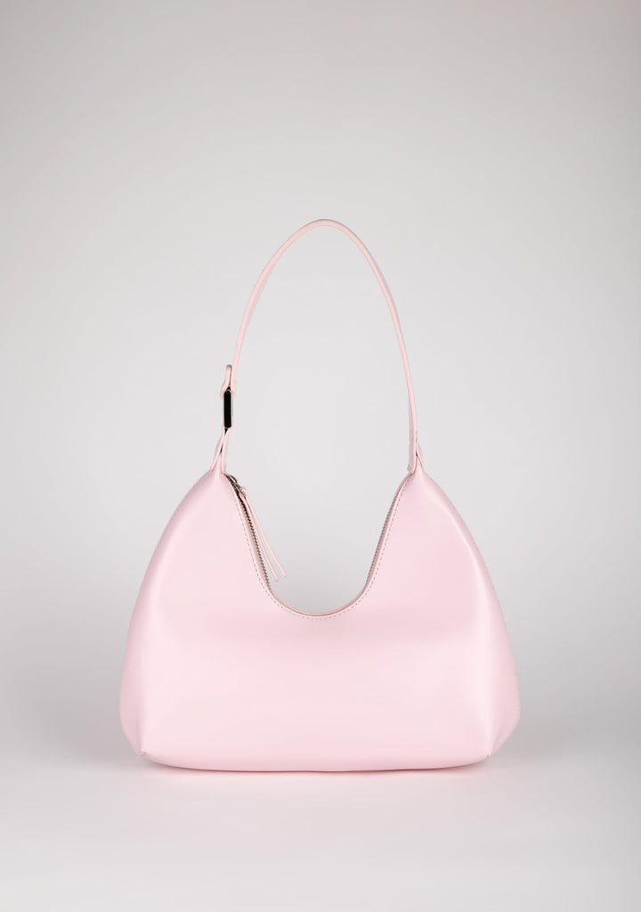Pale pink vegan leather shaped shoulder bag_1