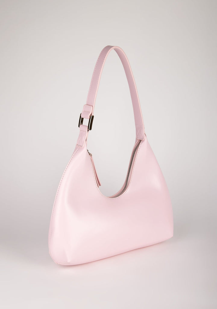 Pale pink vegan leather shaped shoulder bag_2