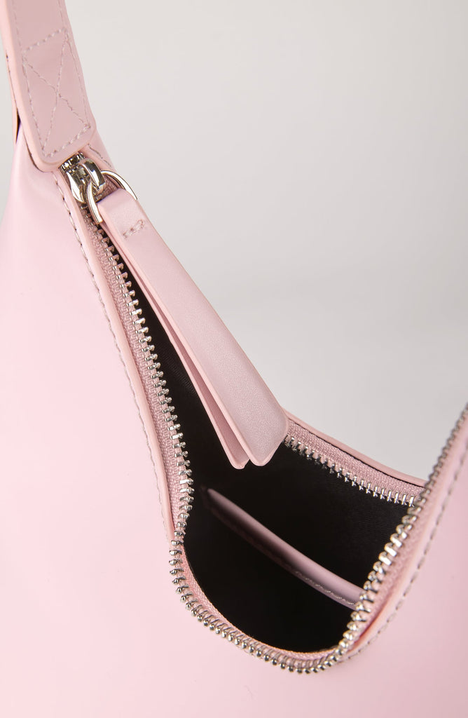 Pale pink vegan leather shaped shoulder bag_3