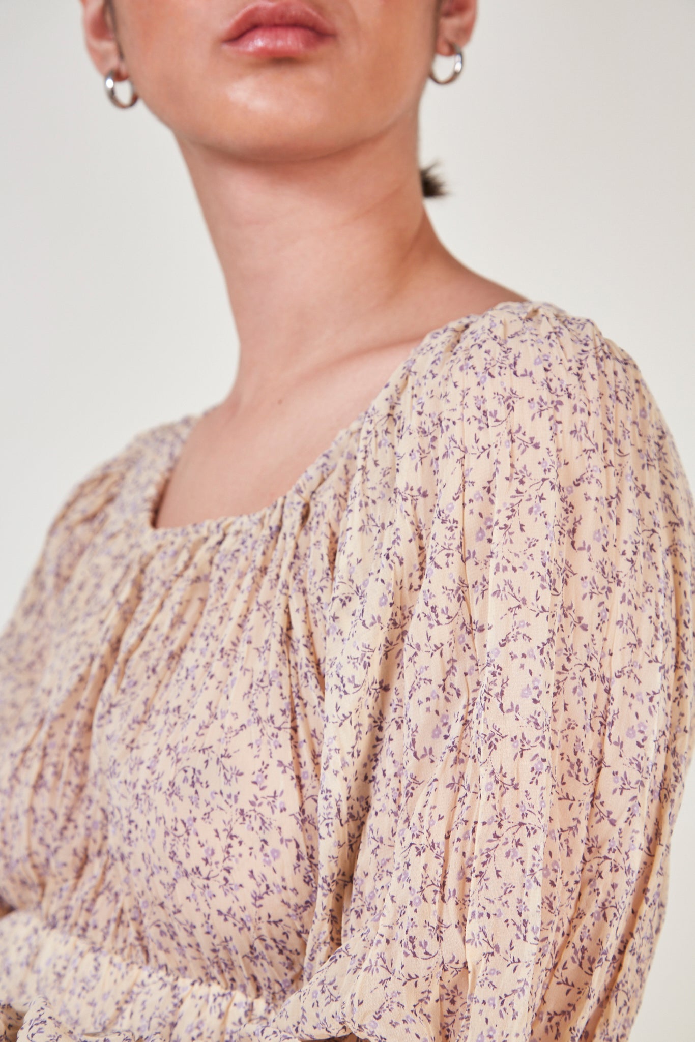 Pale yellow and lilac floral print mini dress_6