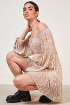 Pale yellow and lilac floral print mini dress_3