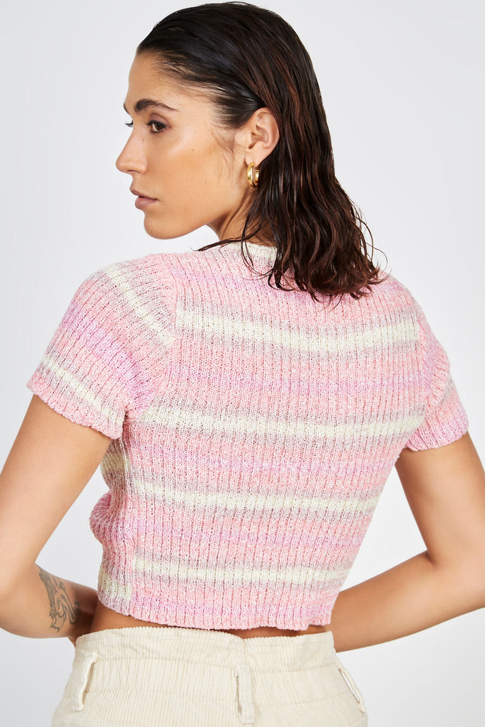 Pastel pink purple and yellow striped knit tee_2