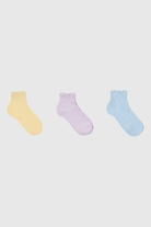 Pastel polka dot ruffle trim socks - Set of 3