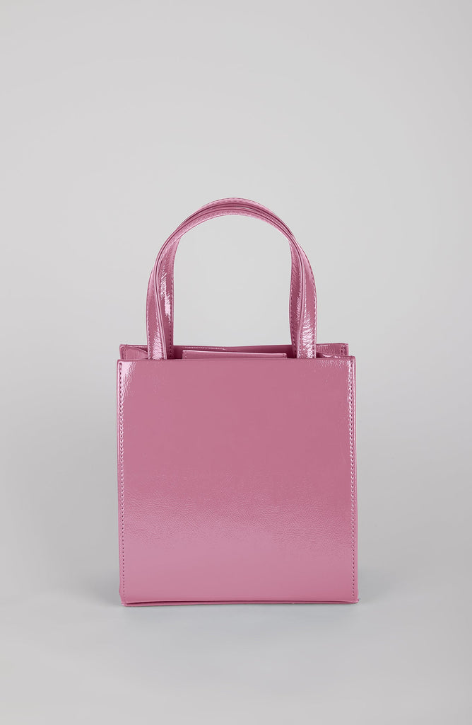 Pink PVC mini tote cross body bag_1