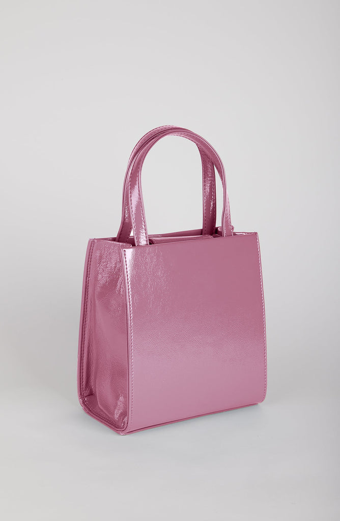 Pink PVC mini tote cross body bag_2