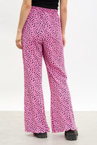 Pink and black dot print ribbed trousers_2
